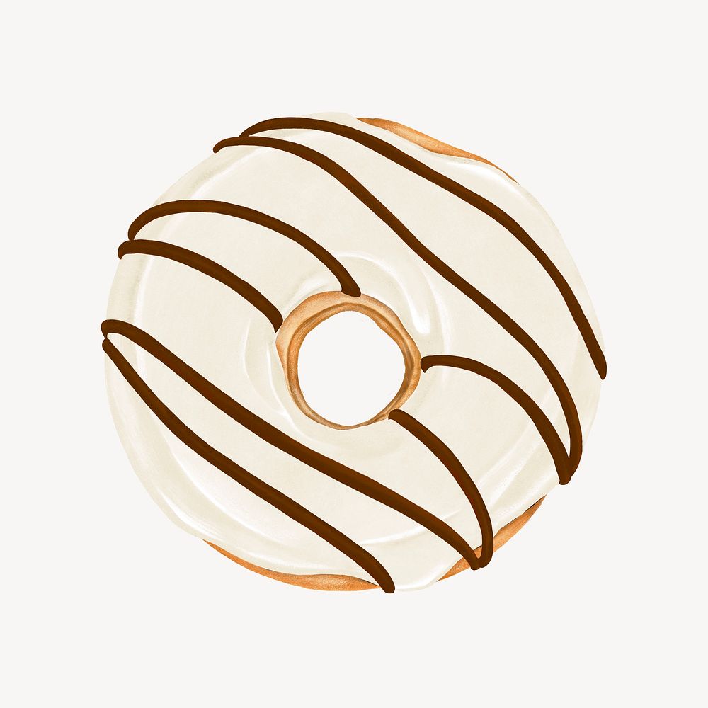 Vanilla donut, aesthetic dessert illustration psd