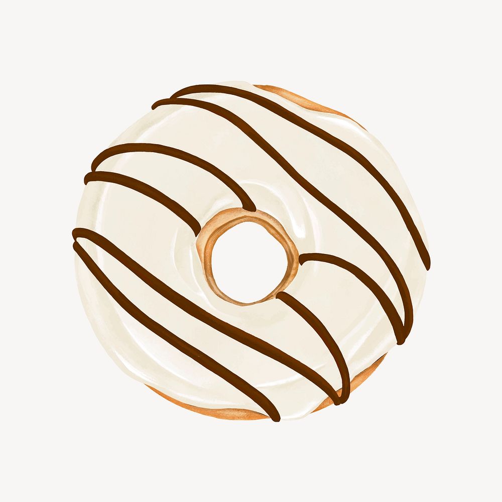 Vanilla donut, aesthetic dessert illustration vector