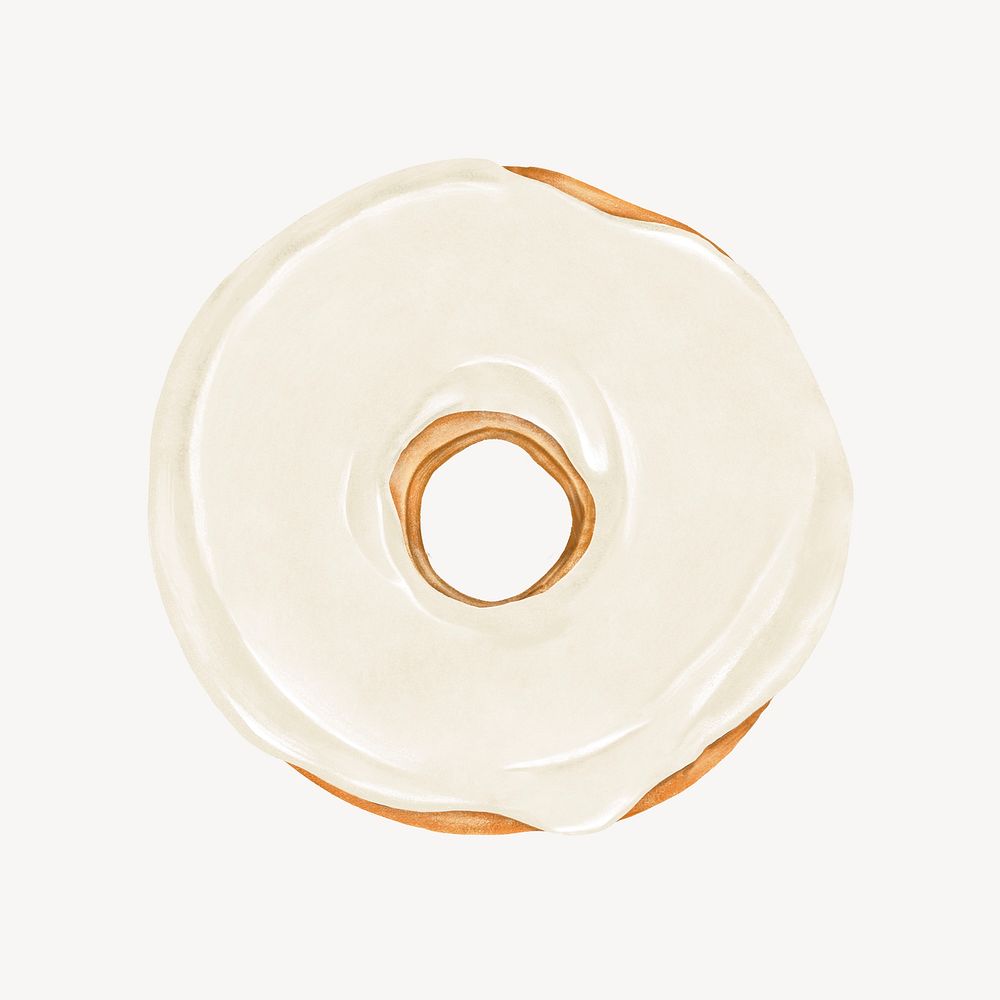 Vanilla glazed donut, aesthetic dessert illustration