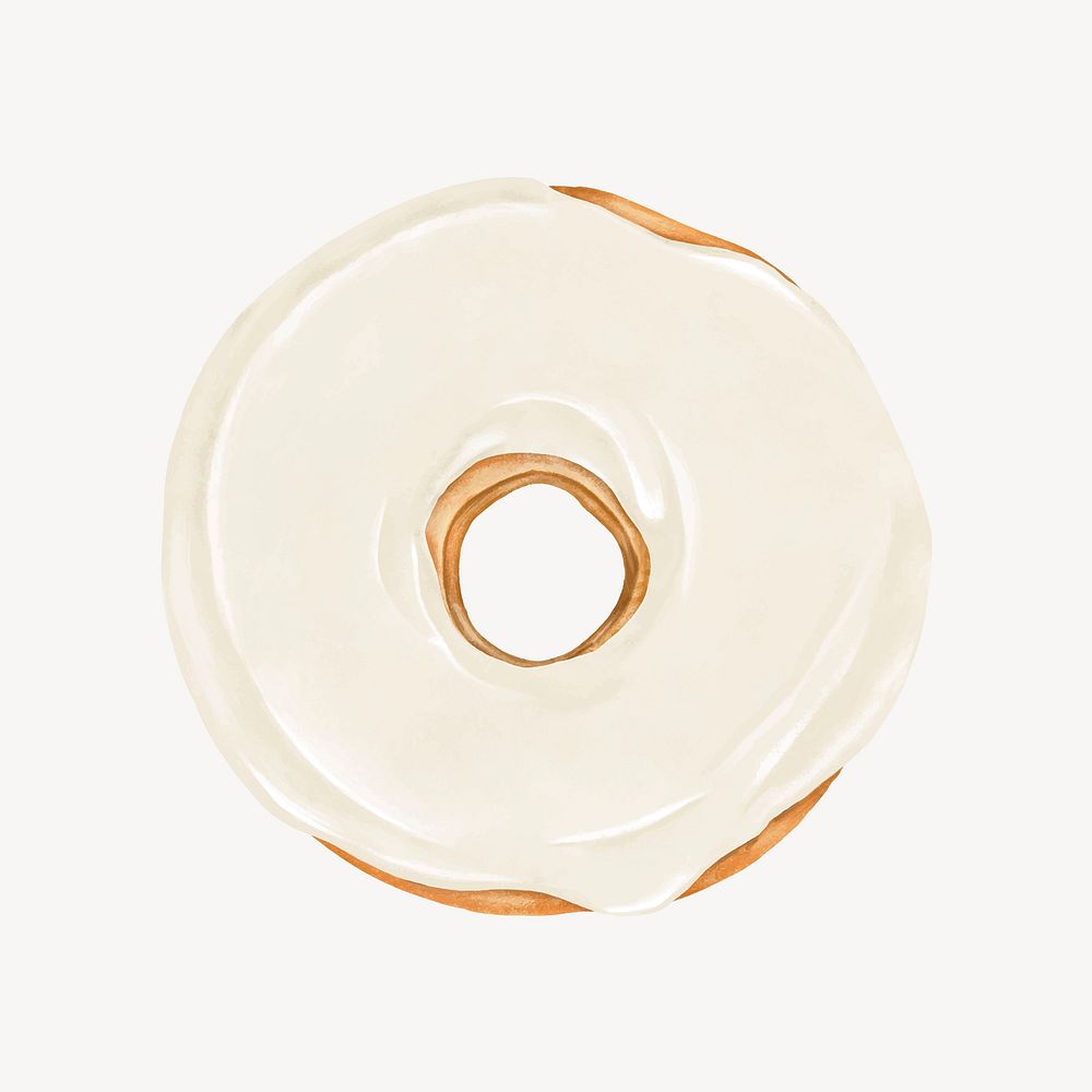 Vanilla glazed donut, aesthetic dessert illustration vector