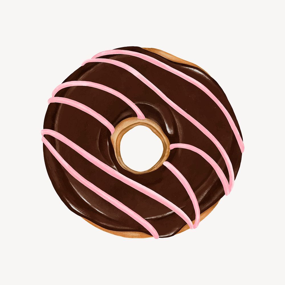 Chocolate donut, aesthetic dessert illustration vector