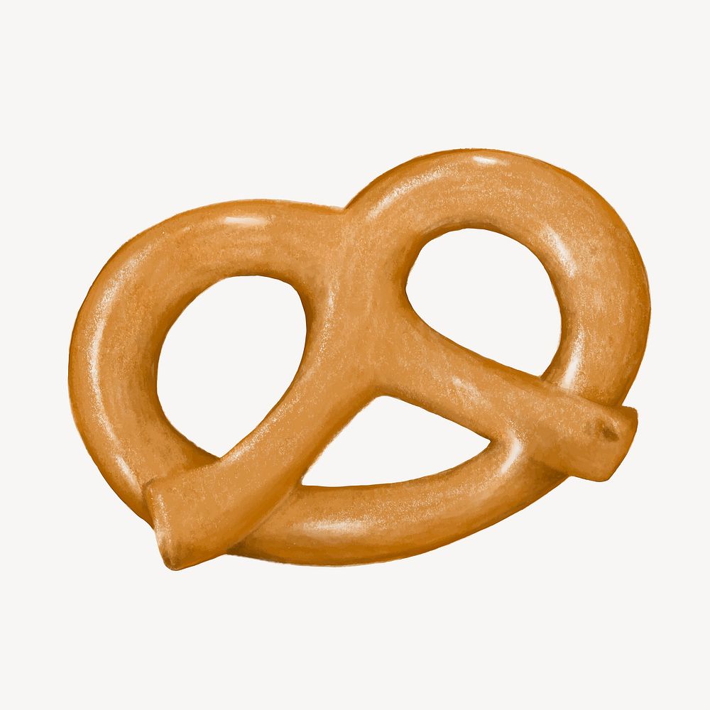 Crack pretzel, snack food illustration vector