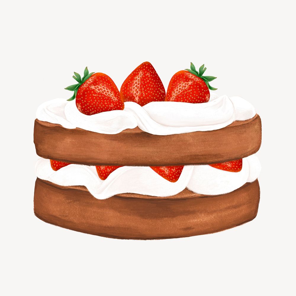 Strawberry sponge cake, bakery dessert illustration