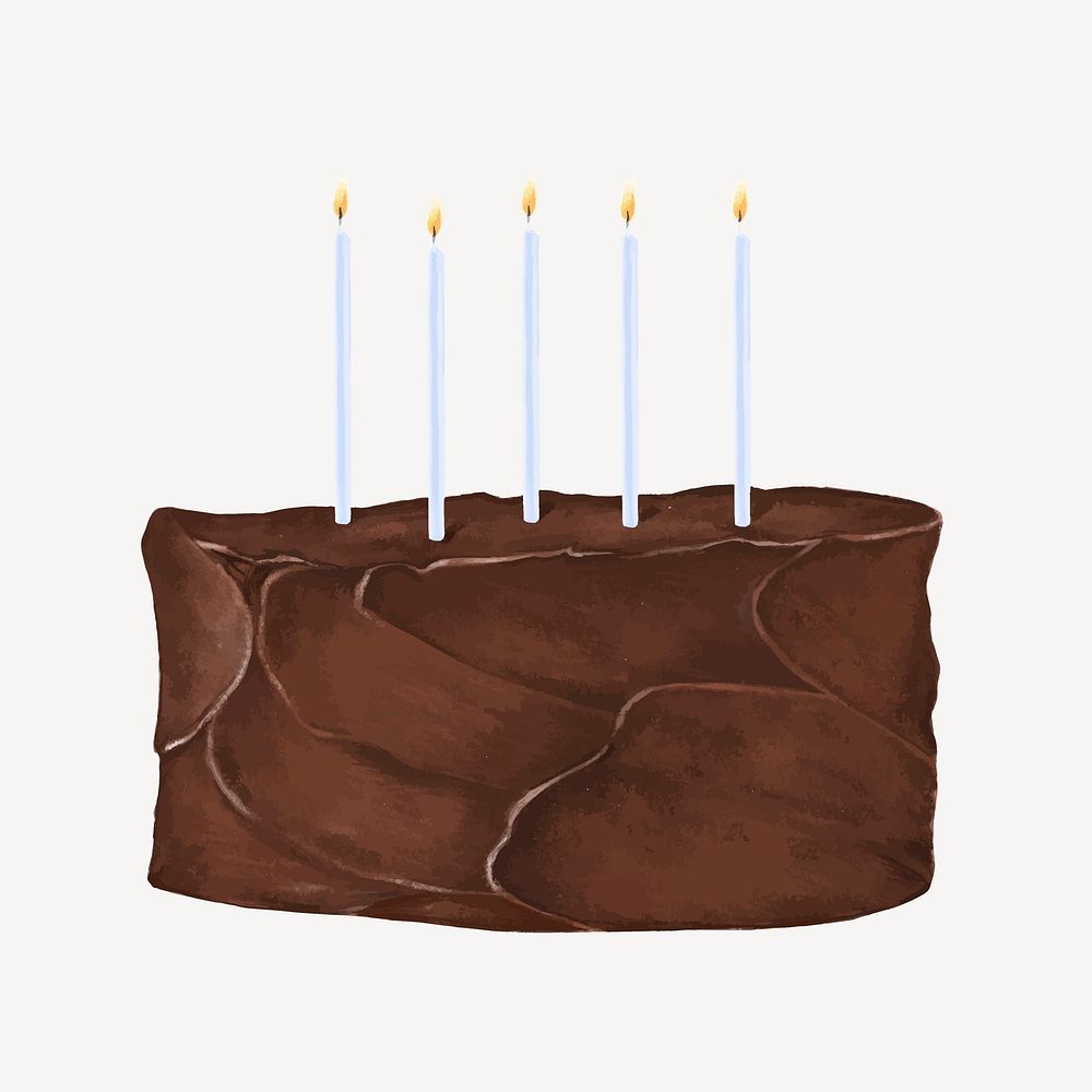 Chocolate birthday cake, dessert illustration vector