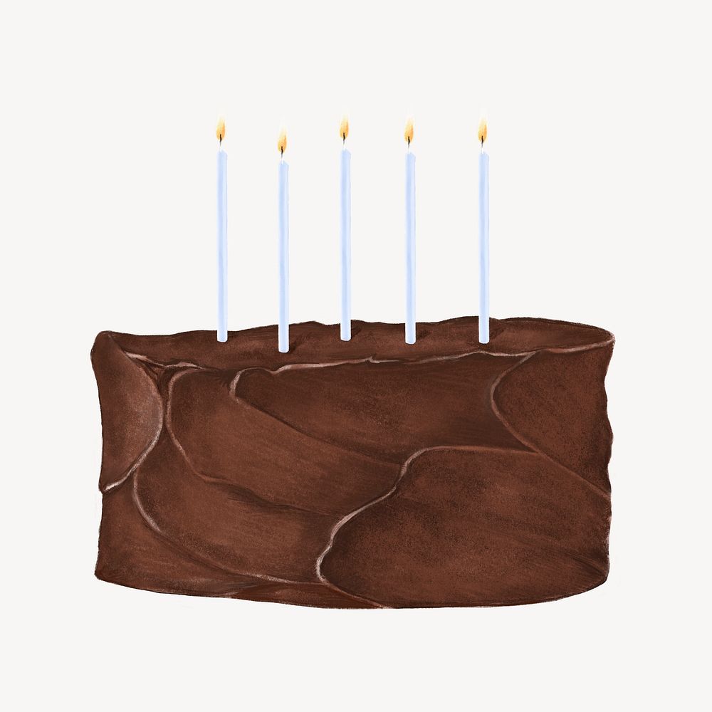 Chocolate birthday cake, dessert illustration