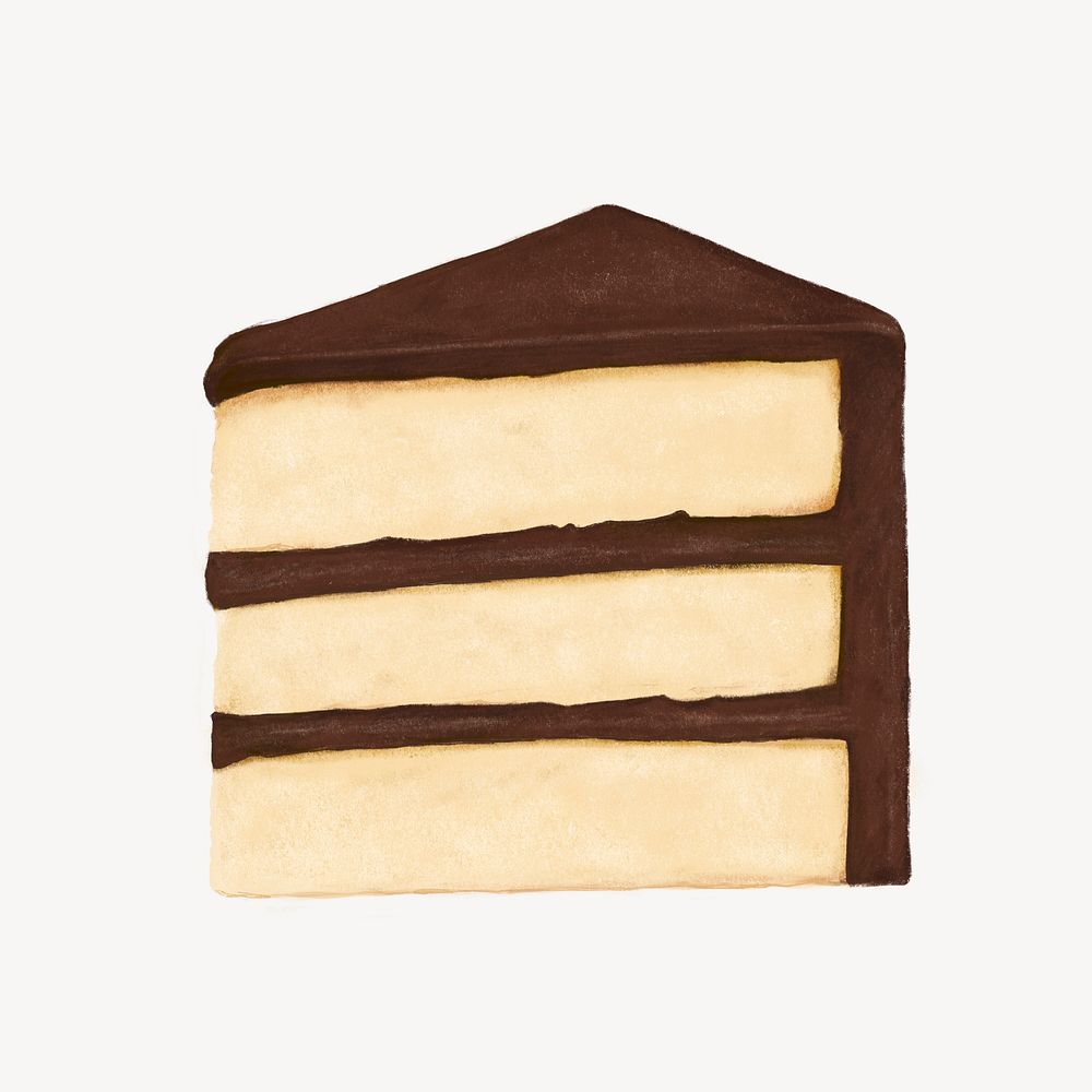 Chocolate cake slice, dessert, food illustration