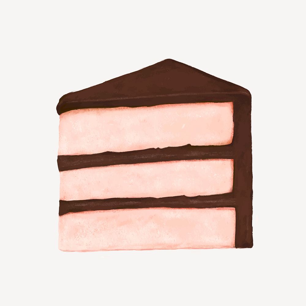 Chocolate cake slice, dessert, food illustration vector