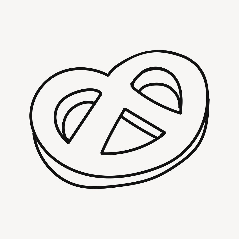 Crack pretzel, snack food doodle vector