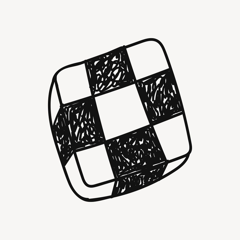 Checkerboard cookie doodle, dessert food  vector
