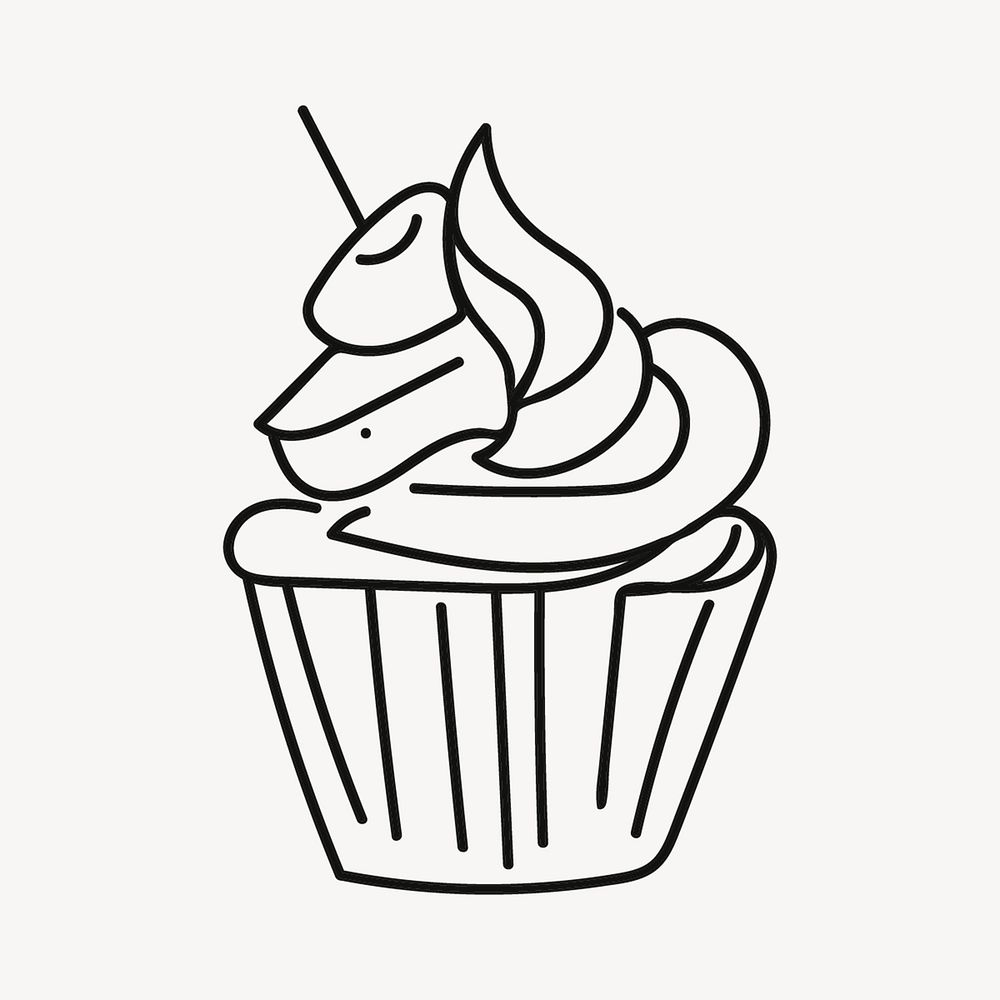 Cute cupcake, dessert food doodle psd