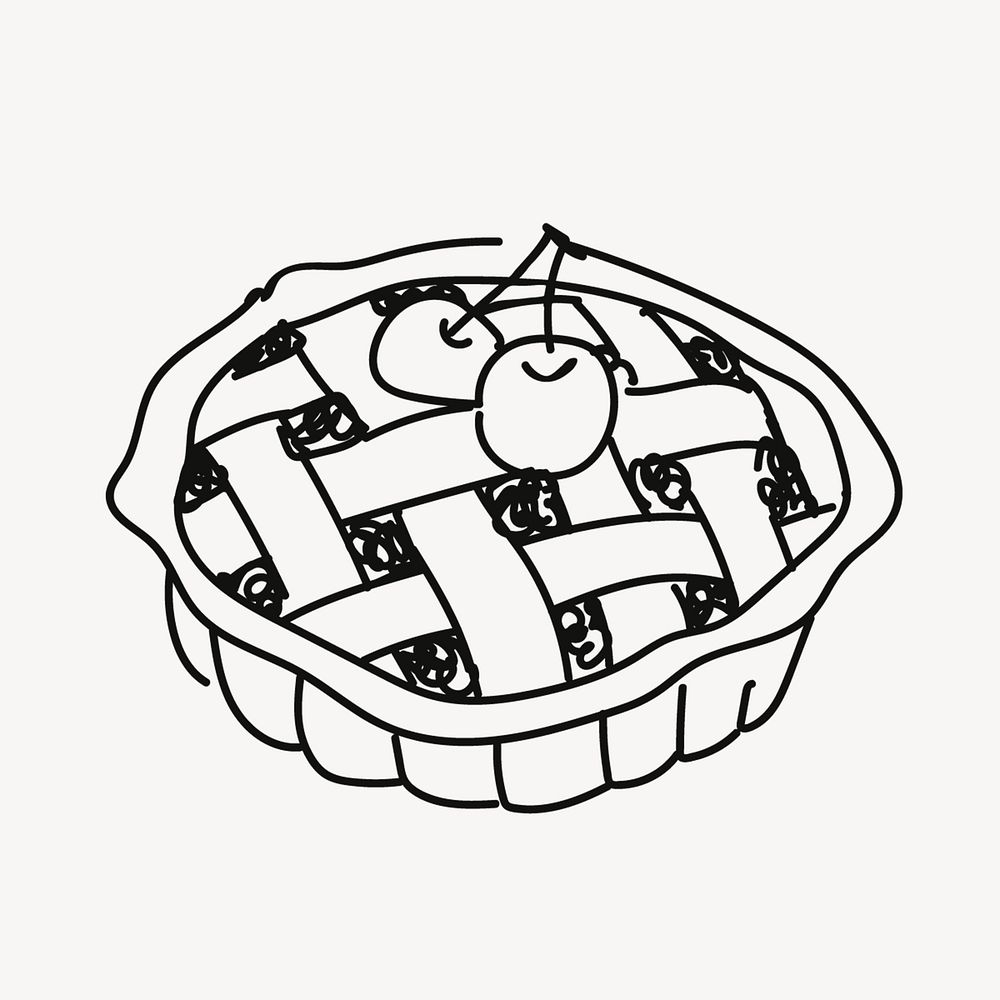 Cherry pie, bakery pastry doodle psd