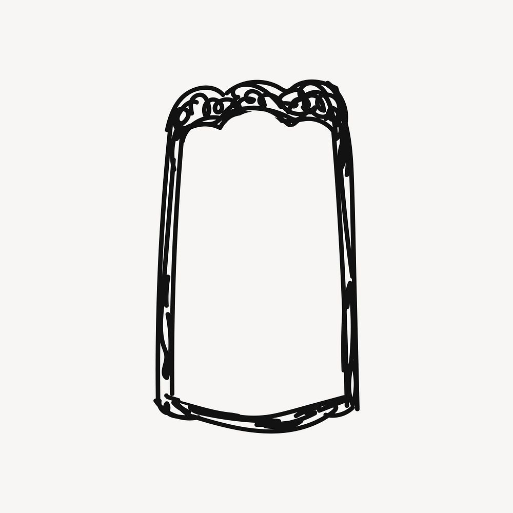 Canele doodle frame,  French pastry dessert vector