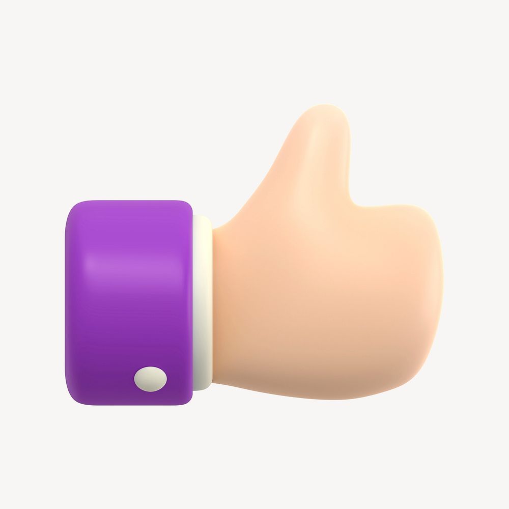 Thumbs up, 3D hand gesture   collage element psd