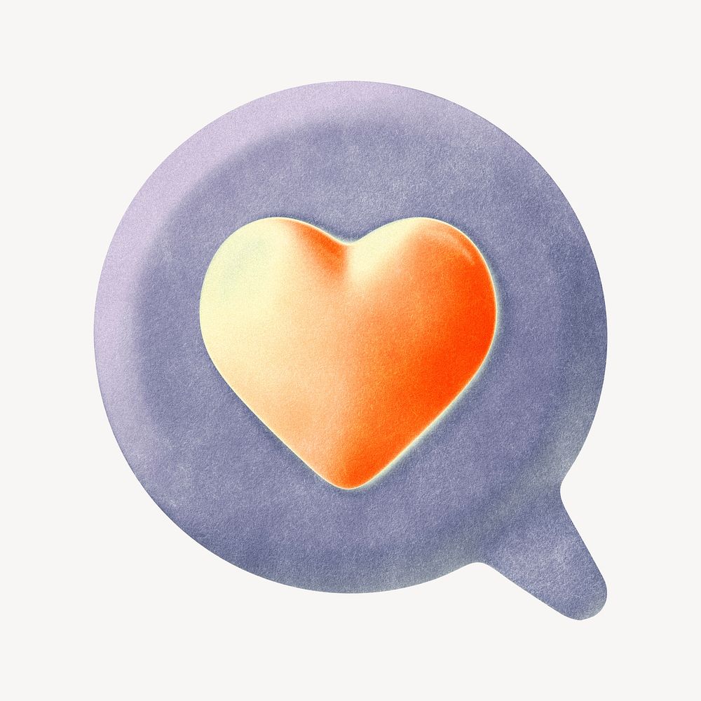 Heart speech bubble, cute marketing graphic psd