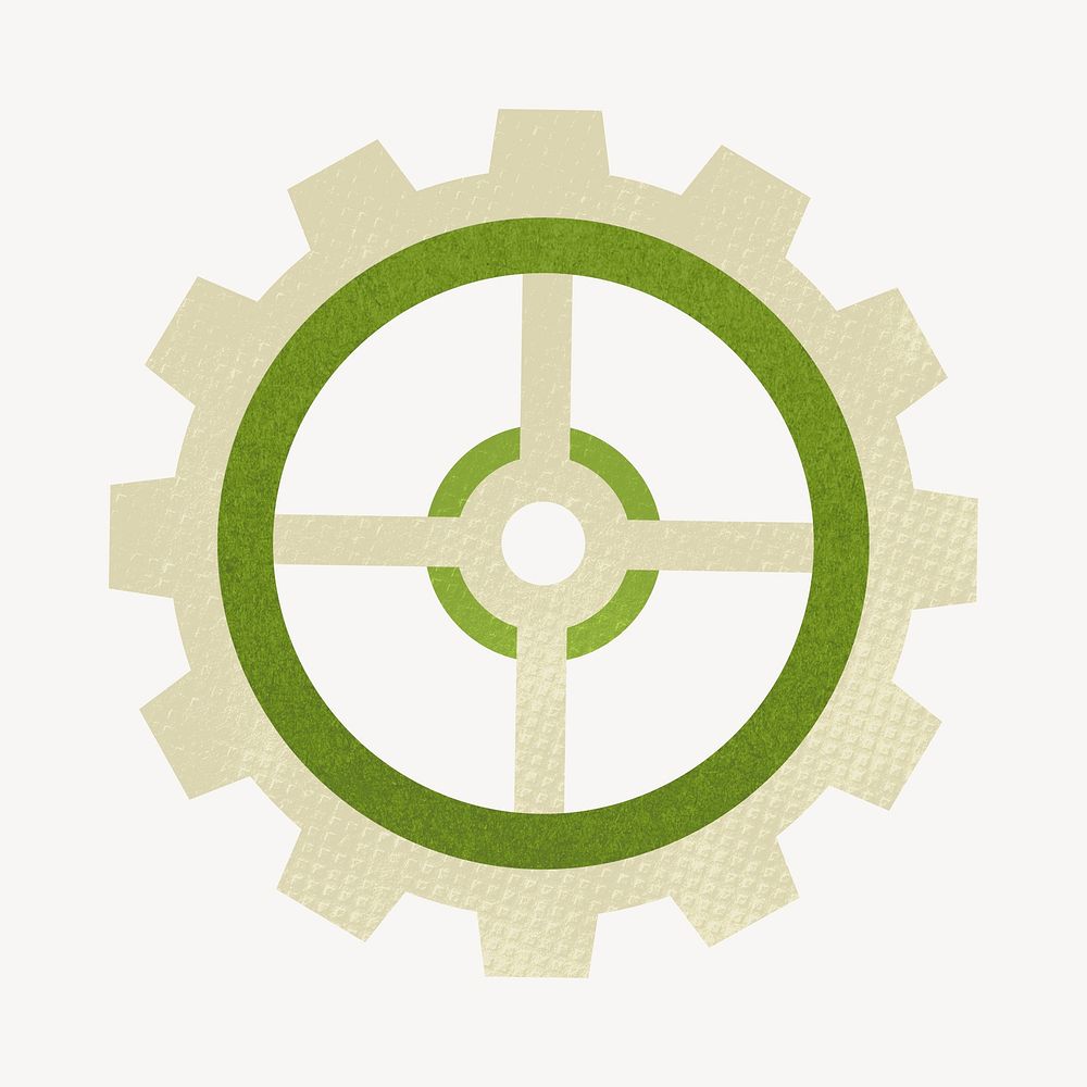 Green cogwheel, business collage element psd