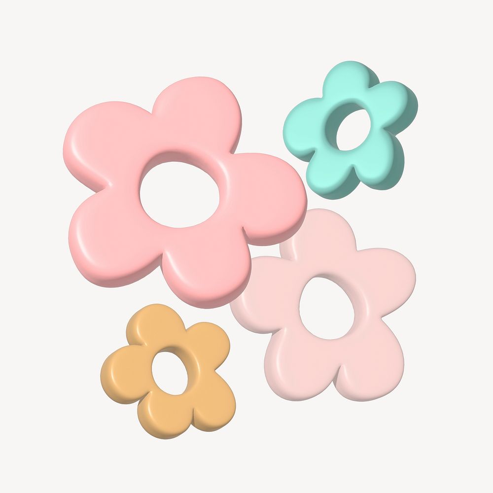 3D flowers illustration psd
