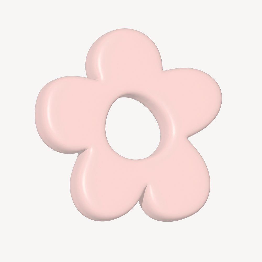 3D flower illustration in pastel pink  psd