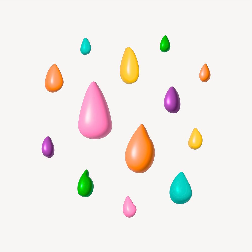 Colorful rain drops 3D illustration | Free Photo - rawpixel