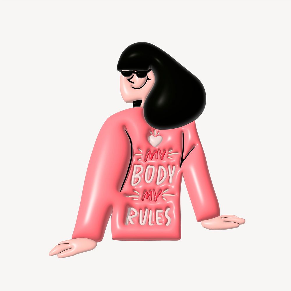 3D woman illustration, my body my rules 