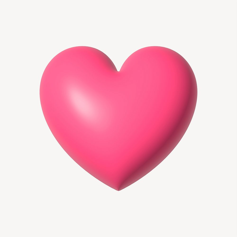 Pink 3D heart illustration  psd