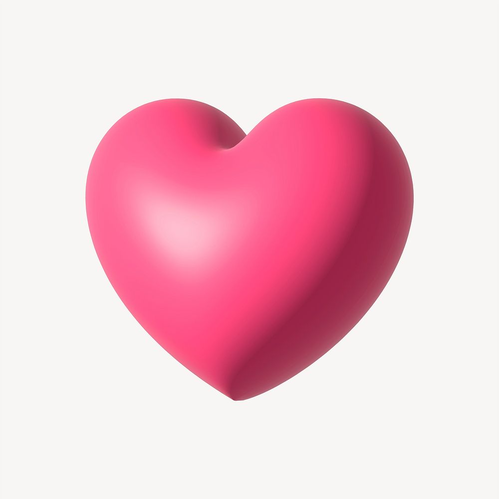 Pink 3D heart illustration  psd
