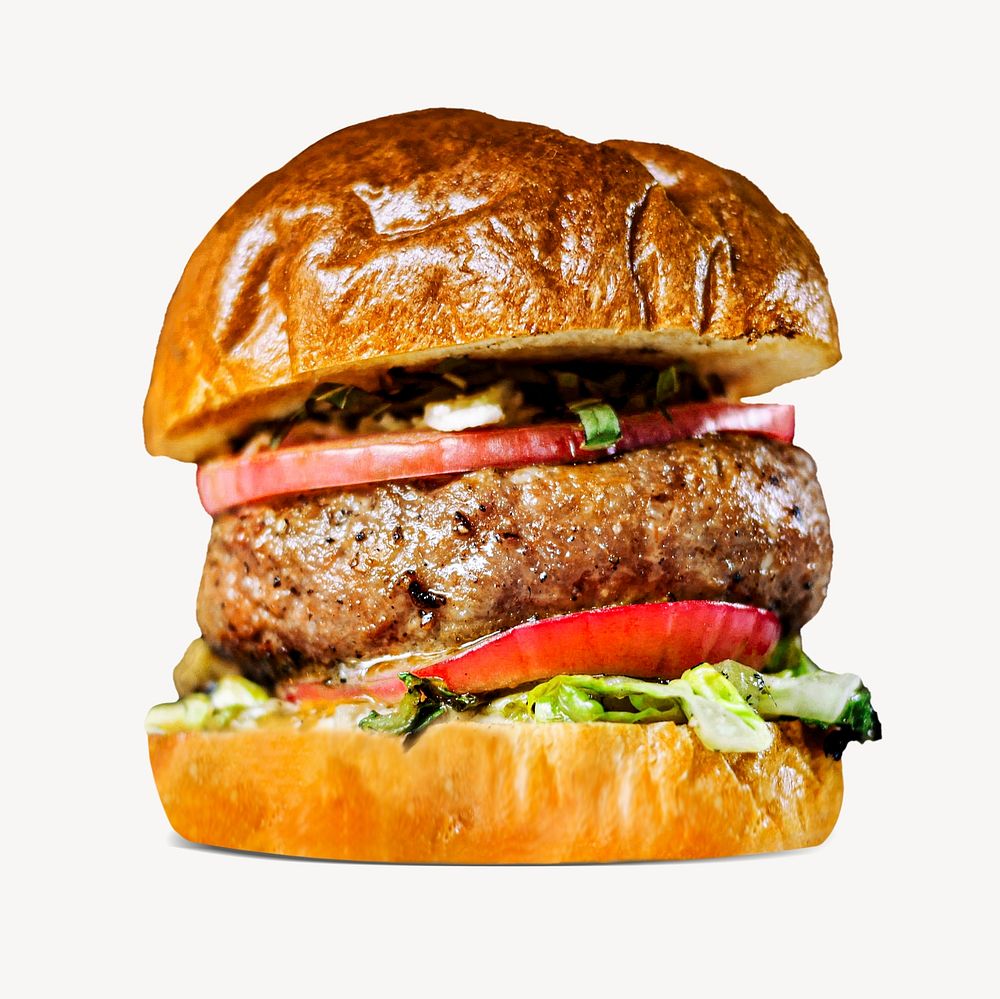 Gourmet hamburger collage element, food design  psd