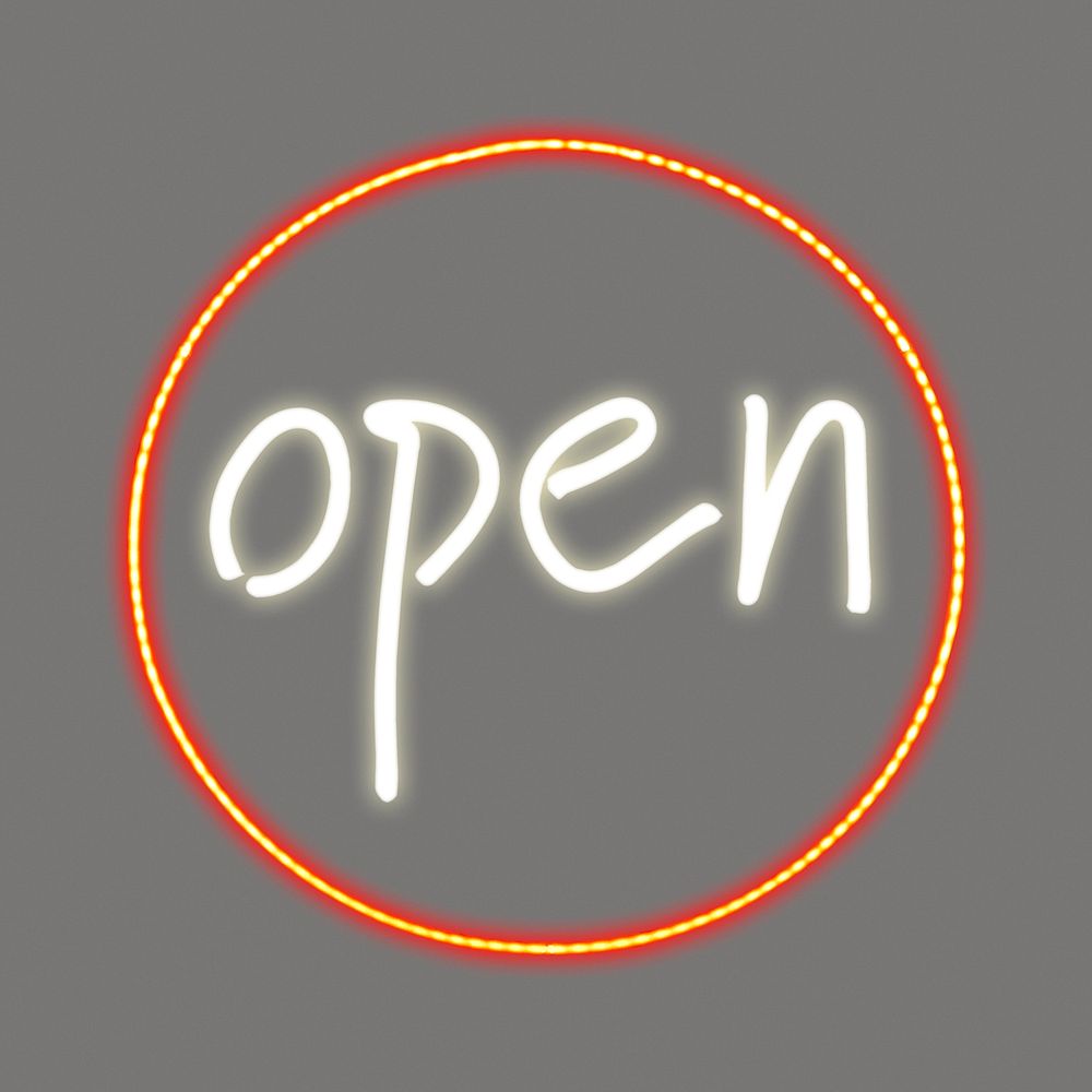 Neon open sign, off white design