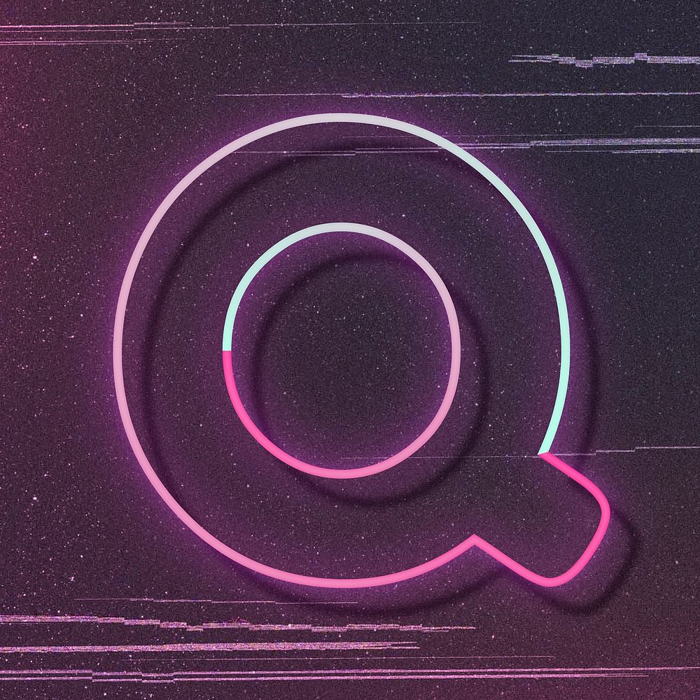 Letter Q pink neon font typography