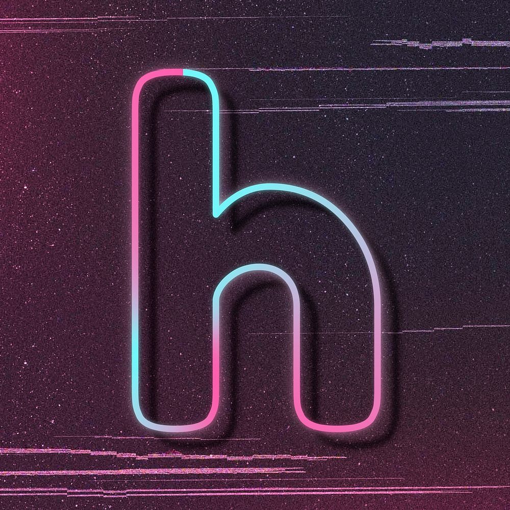 Pink neon LED letter h font typography