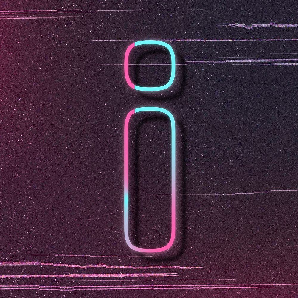 Pink neon glow letter i font typography