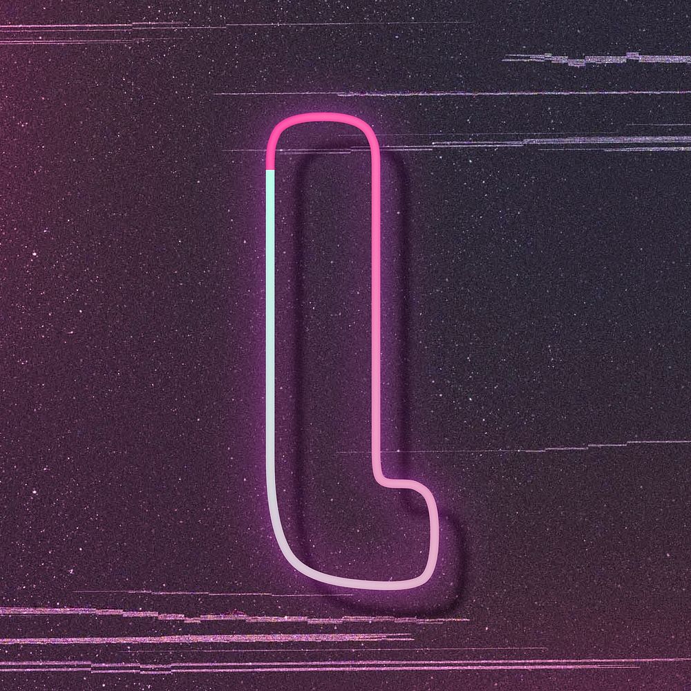 Letter l neon font typography