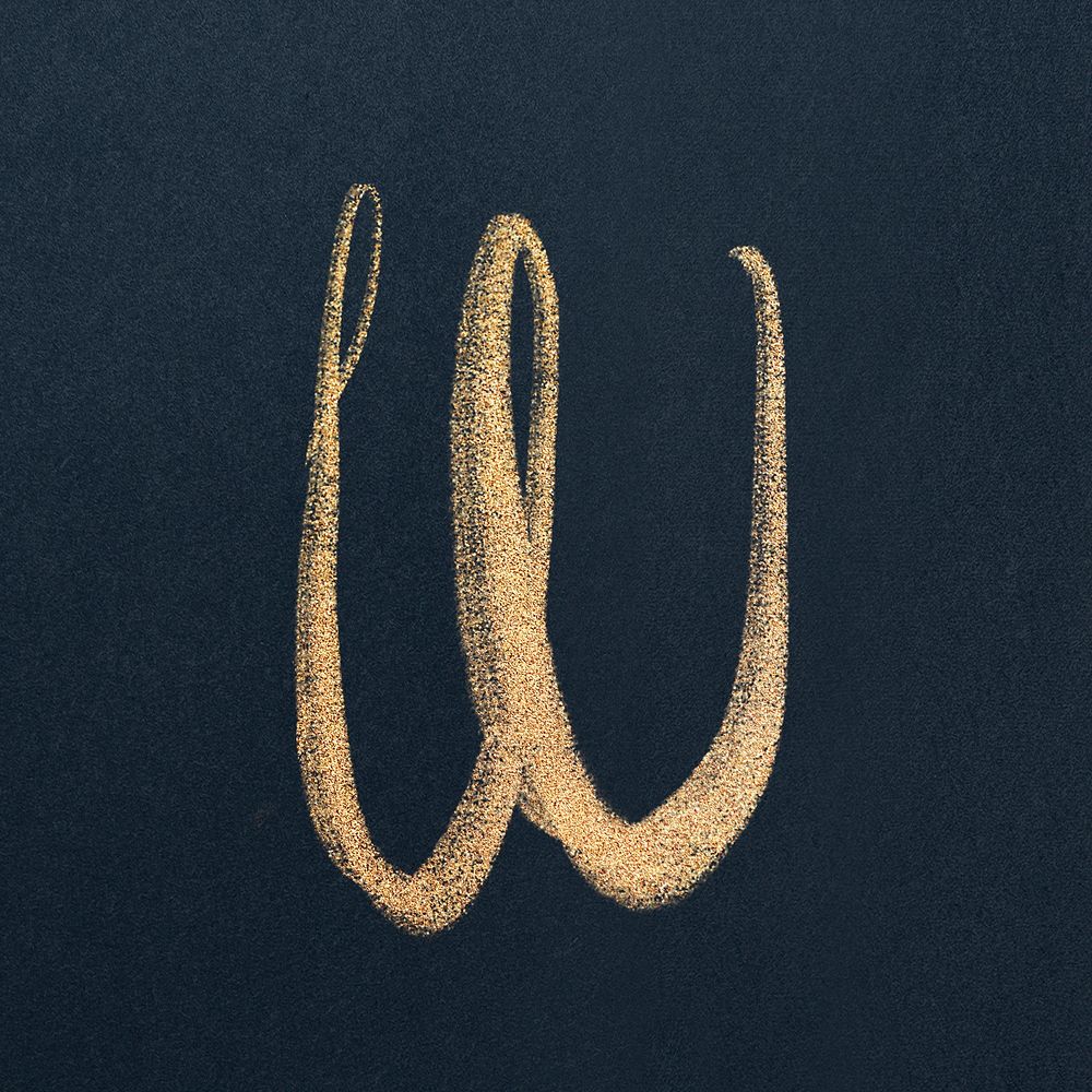 Calligraphy gold letter w typography font