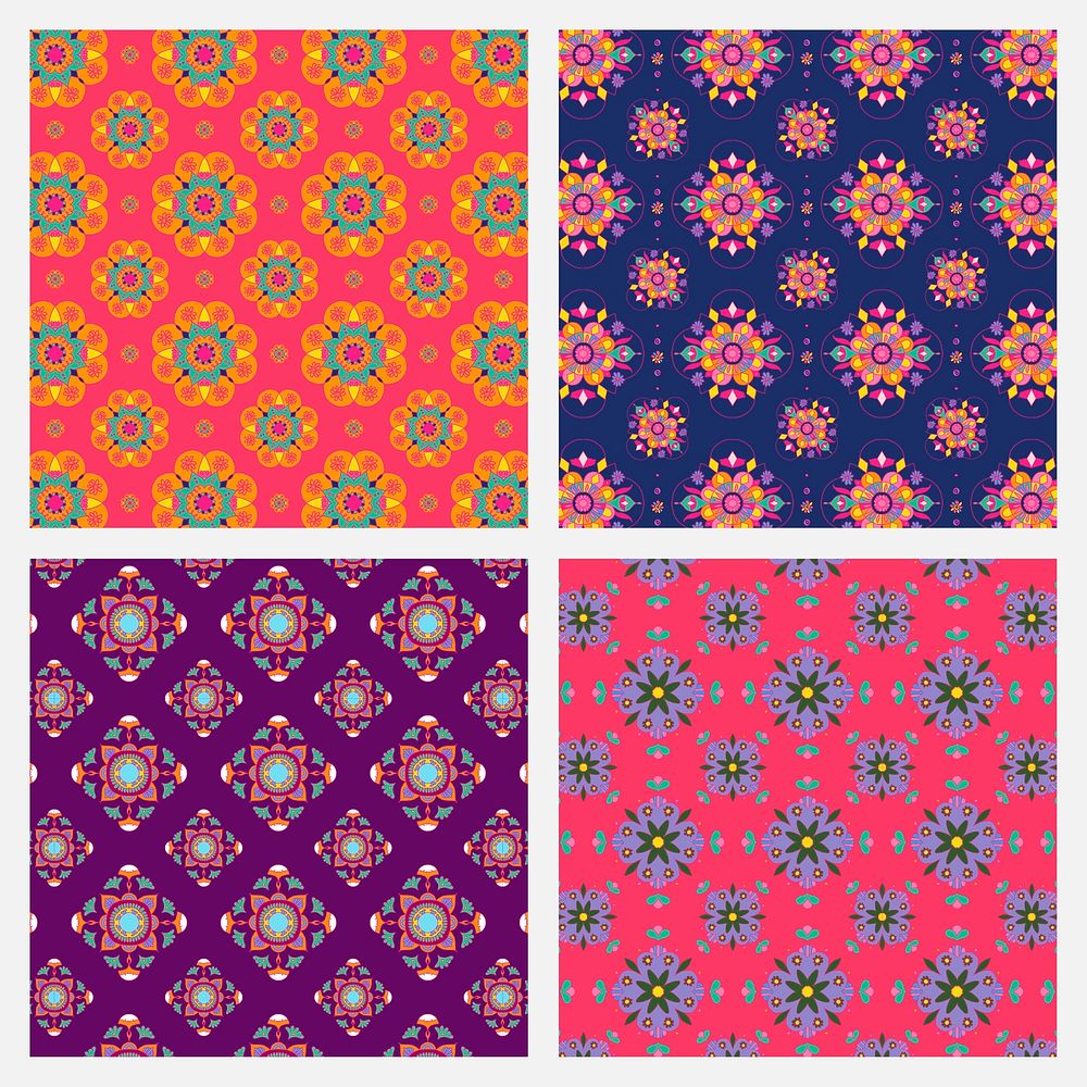 Diwali rangoli Indian mandala pattern set