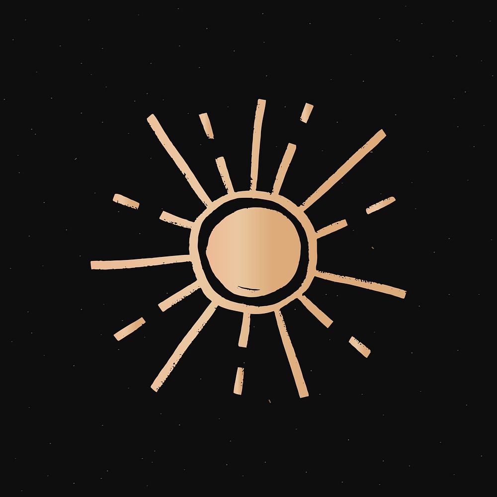 Cute sun gold vector galaxy doodle illustration sticker