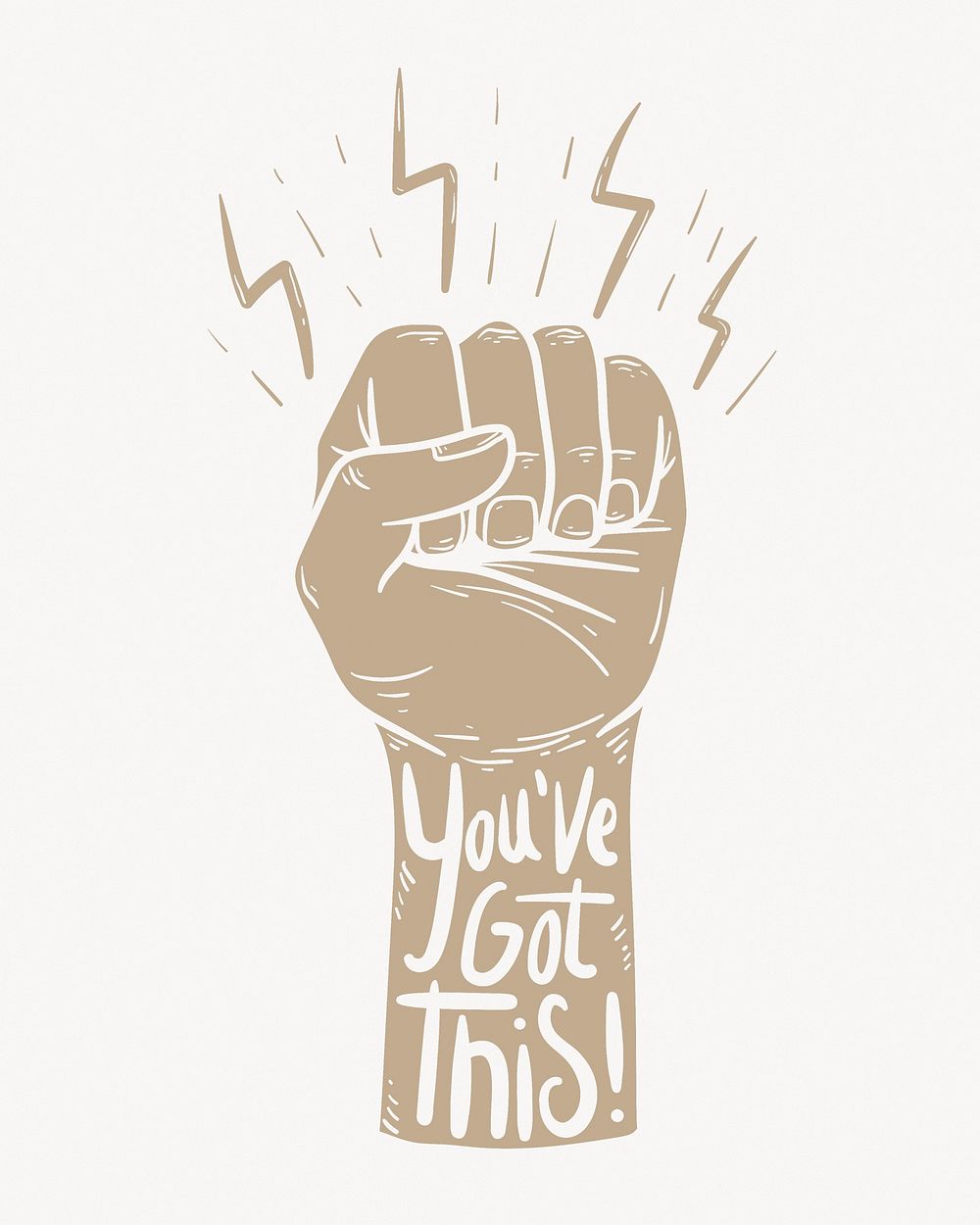 Fist motivation, inspirational quote, off white design