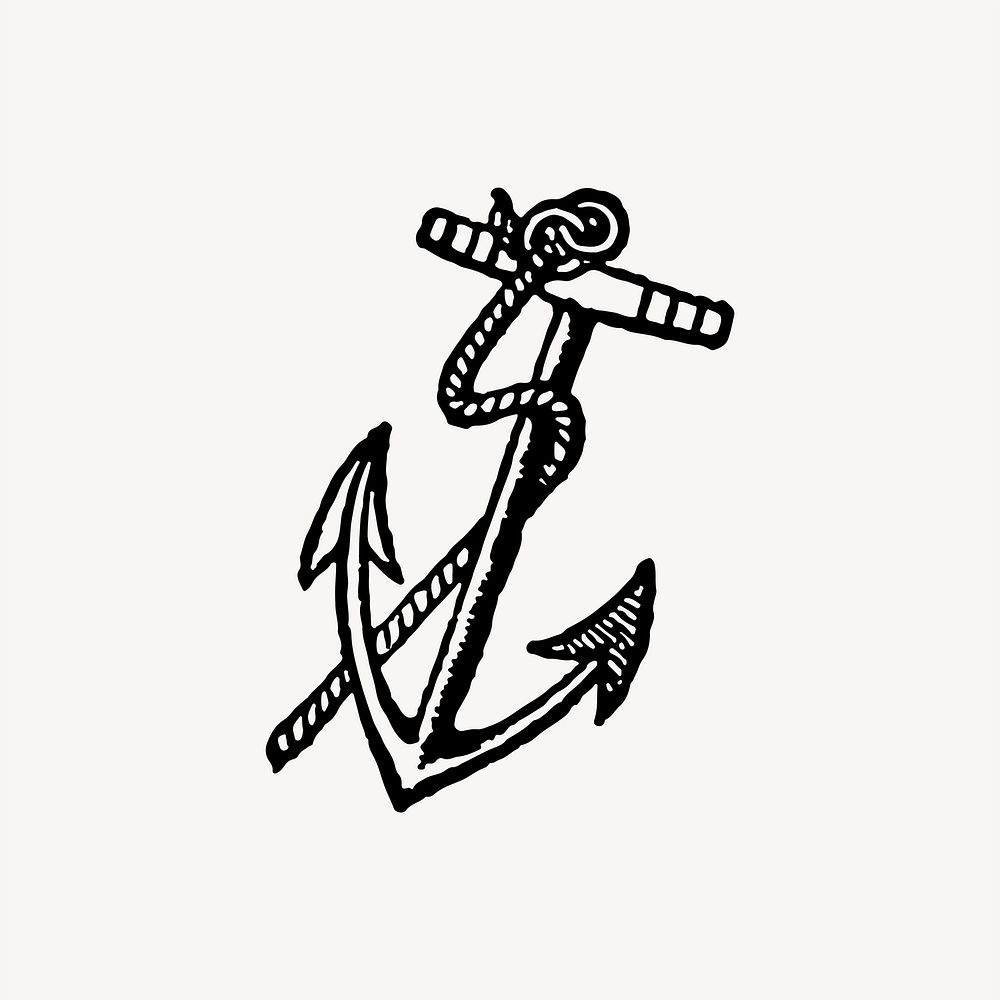 Anchor drawing, vintage illustration vector