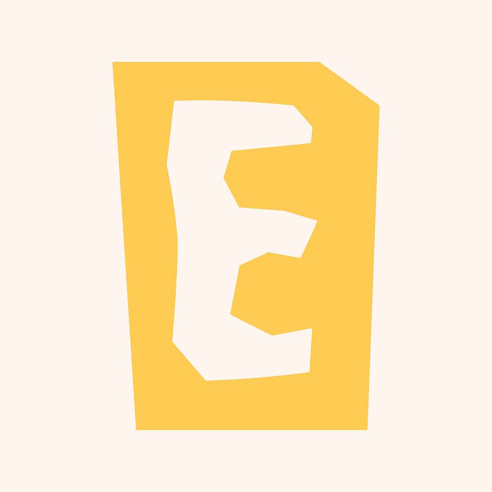 E letter paper cut alphabet typography font