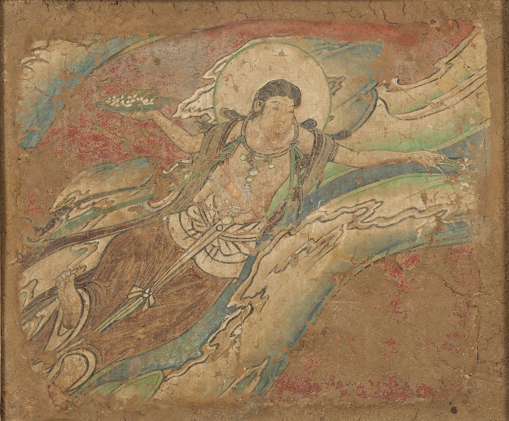 Flying Celestial (Apsara), from a set of Avalokiteshvara Bodhisattva and Flying Celestials (ca. 951&ndash;953) painting in…