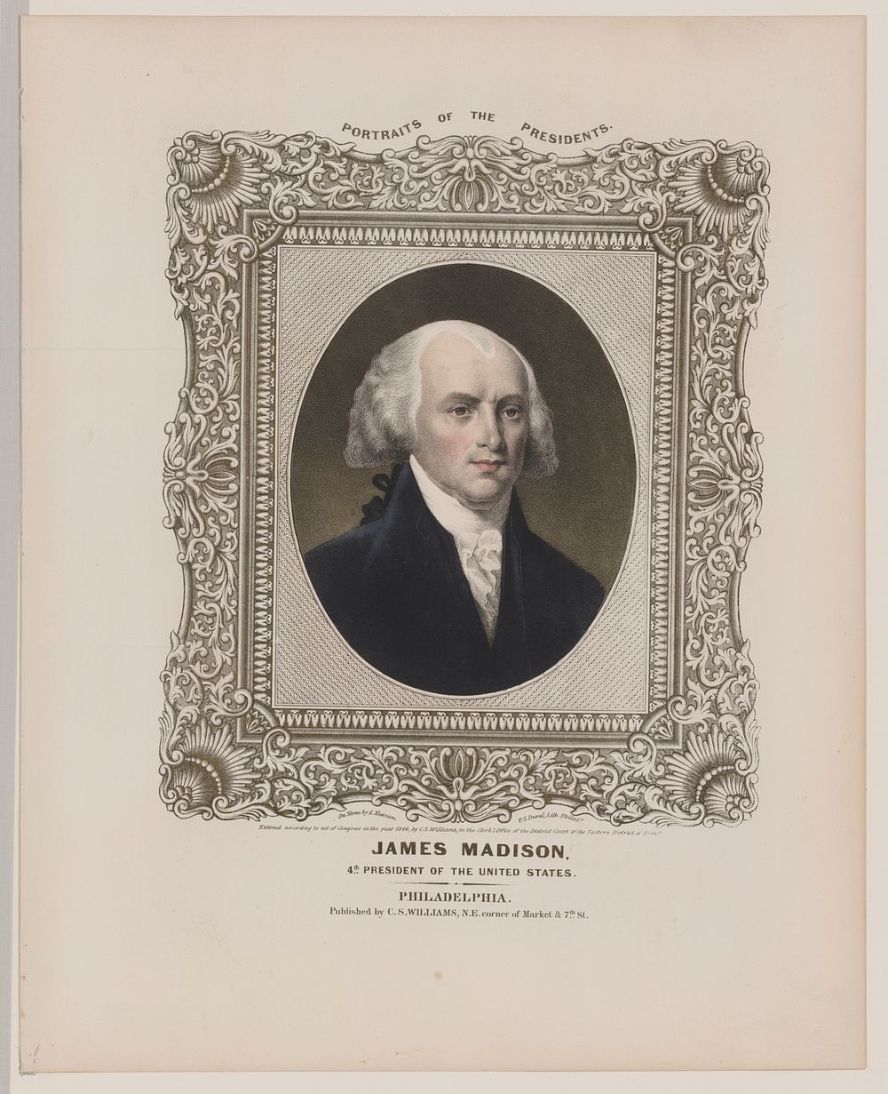 James Madison, 4th President of the United States by A. Newsam & P. Duval