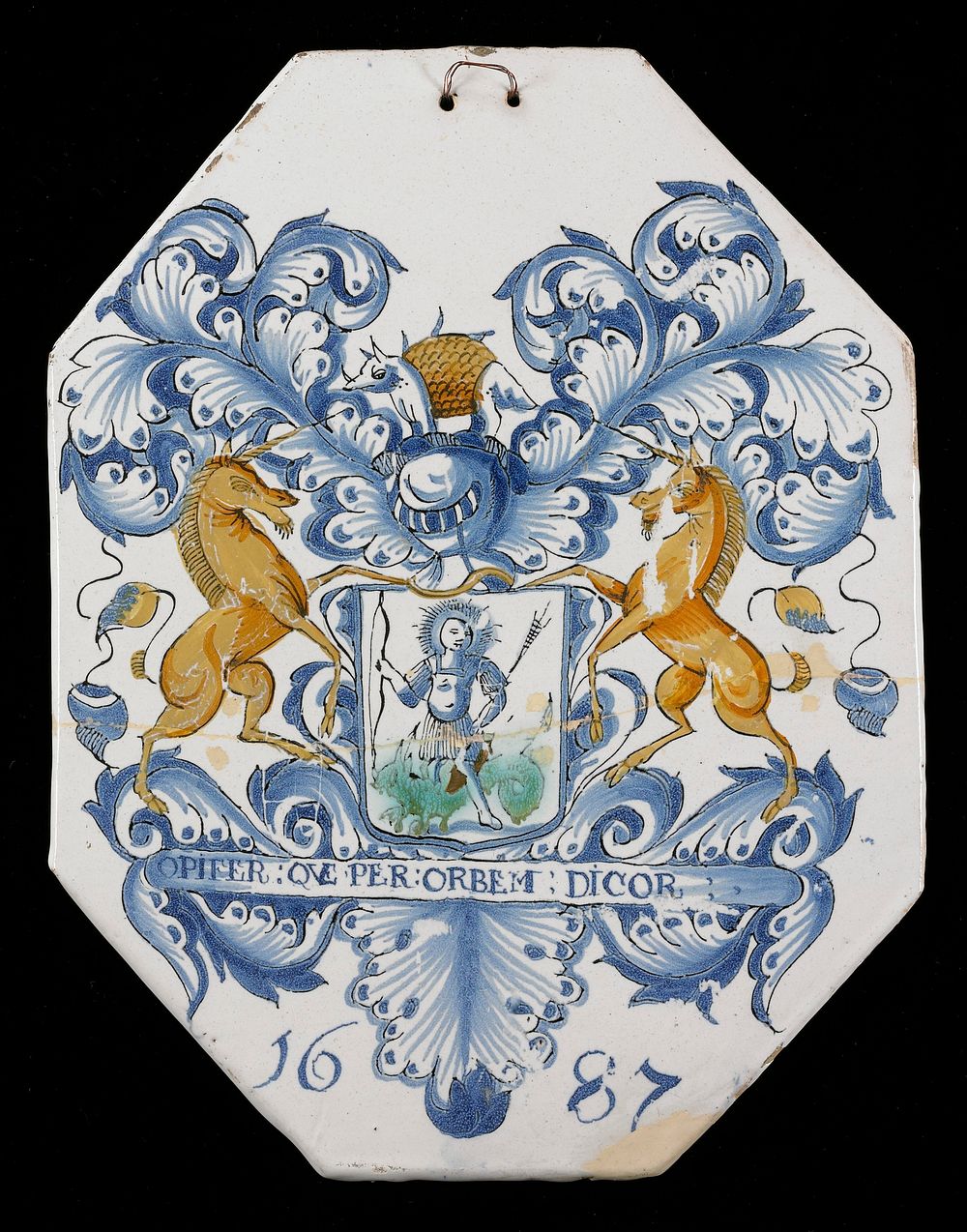Armorial plaque, 1687 ceramics in high resolution. Original from the Minneapolis Institute of Art. Digitally enhanced by…