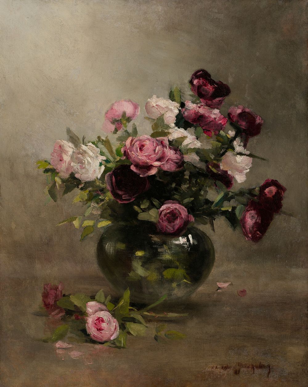 Vase of Roses (1870s) painting in high resolution by Eva Gonzales. Original from the Minneapolis Institute of Art. Digitally…