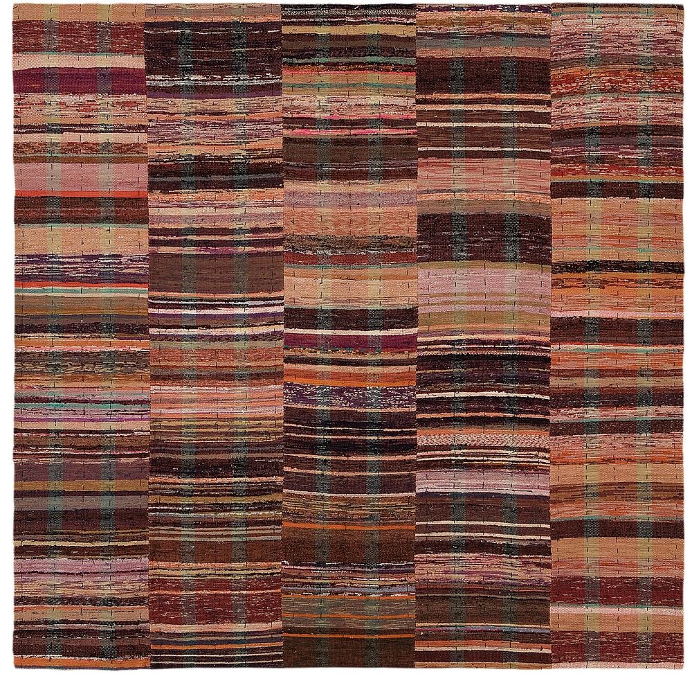 Multi-color blanket of Nanbu split weave made in Aomori Prefecture during early 20th century textiles in high resolution.…