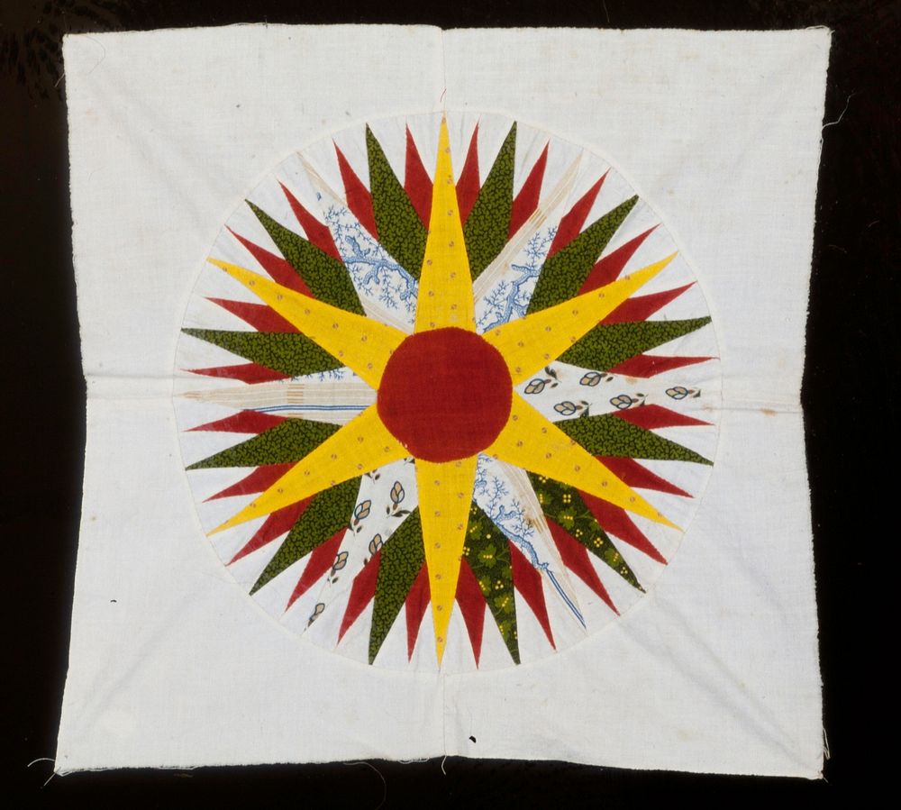 Unfinished quilt top (circle with six-pointed star) during 19th century textile in high resolution by Mary Swain. Original…