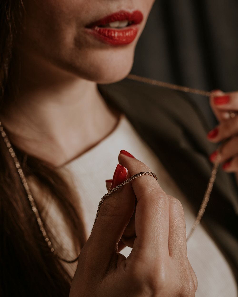 Elegant businesswoman wearing necklace