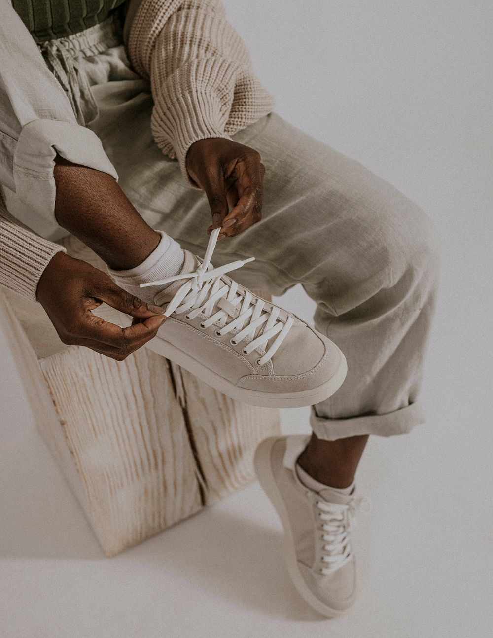 Gray canvas sneakers, minimal fashion