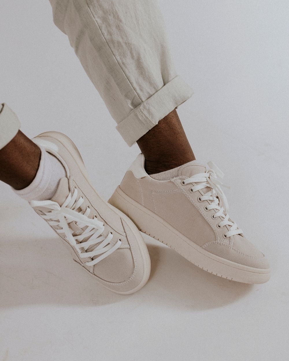 Gray canvas sneakers, minimal fashion