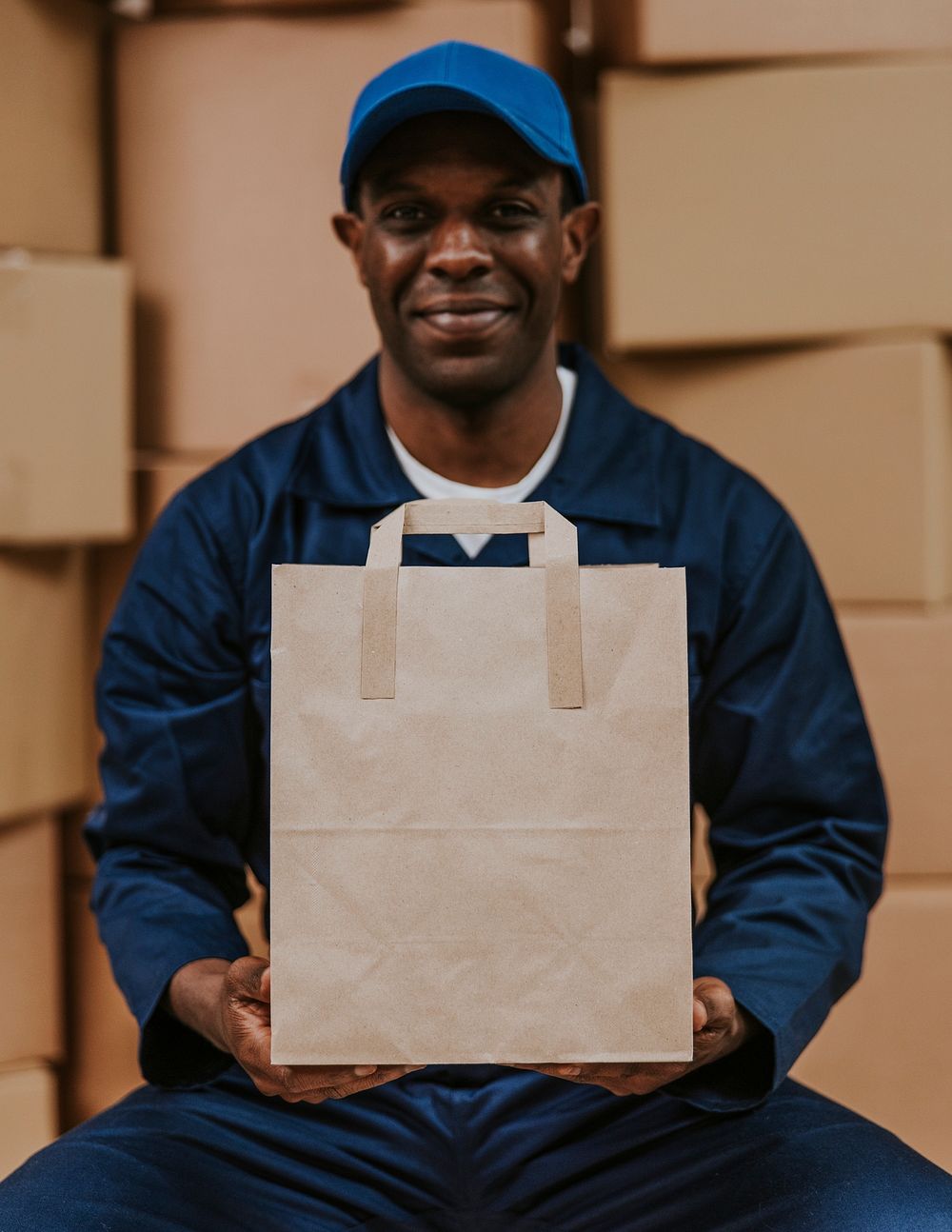 Food delivery man holding bag