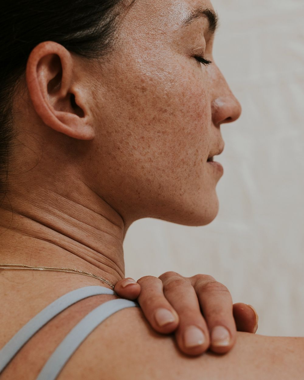 Woman's face, closeup skin, wellness photo