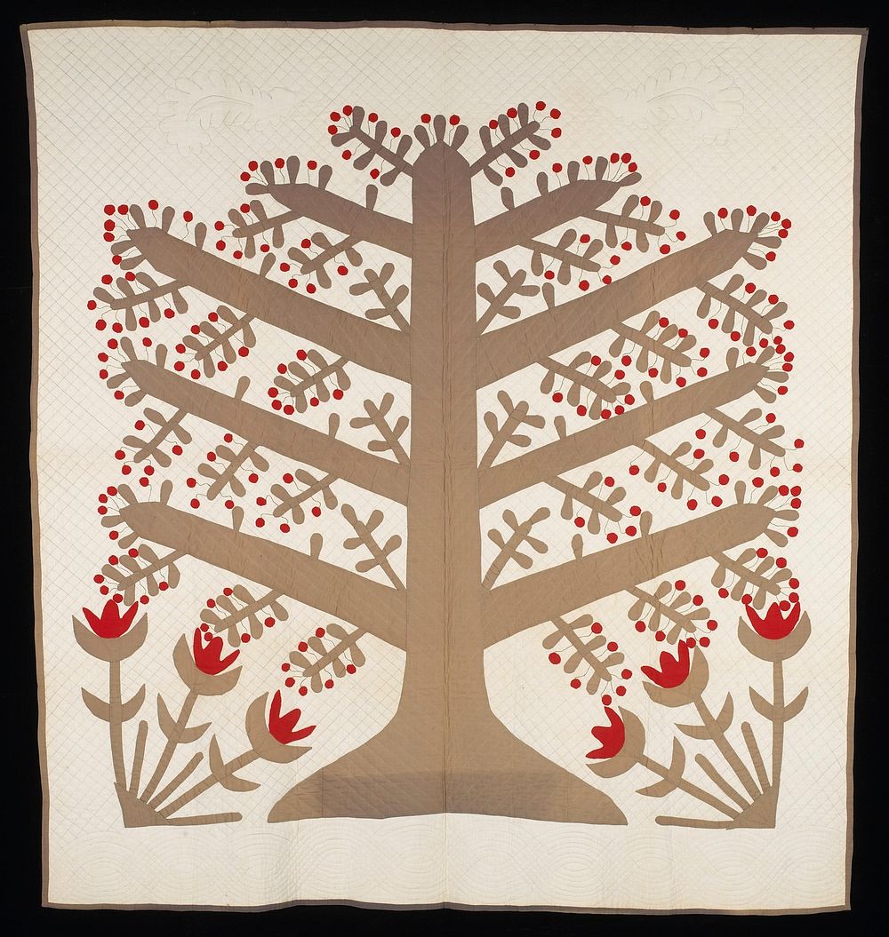 Cherry Tree or Tree of Life Quilt (ca. 1860s) textile in high resolution. Original from the Minneapolis Institute of Art.…