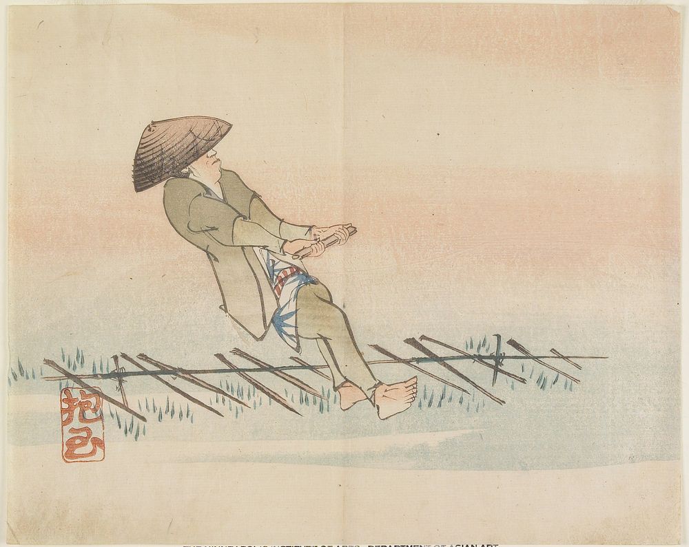 Man Pulling Silk Thread (1830s) print in high resolution by Yamada Hogyoku. Original from The Minneapolis Institute of Art.…